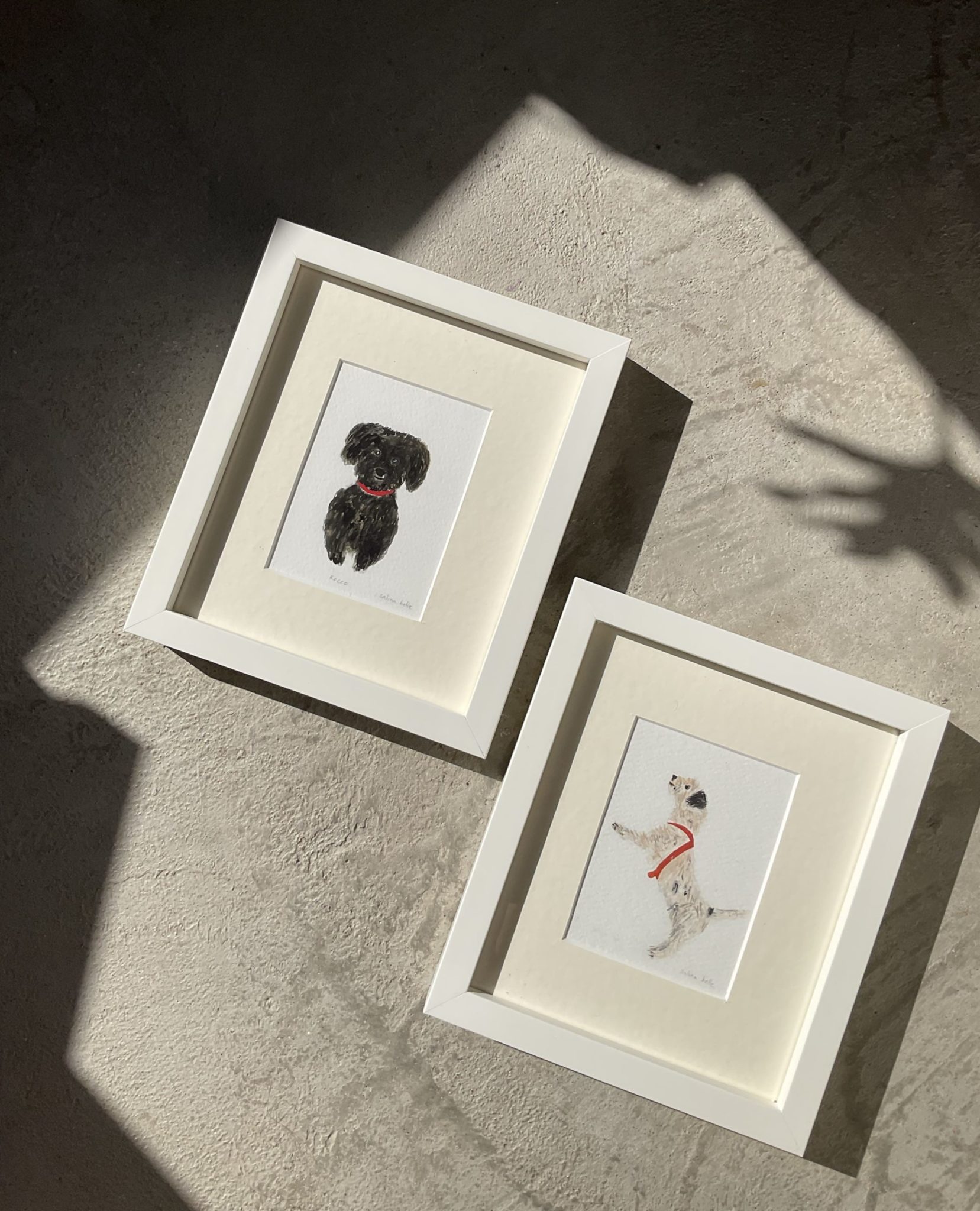 mini Perrito Portrait framed in white